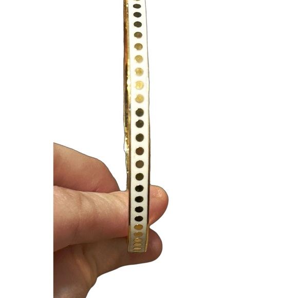 Vintage Kate Spade “Et Cetera” Gold Tone Polka Dot Bangle - Picture 3 of 7